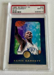 lot 20 image: Kevin Garnett RC PSA 9 Mint 1995 Skybox E-XL Blue #39 Minnesota Timberwolves Rookie Basketball Card