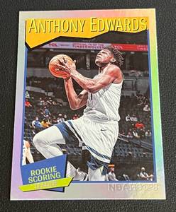 lot 27 image: Anthony Edwards Holo Rookie Scoring Leader 2021-22 Hoops #262 Minnesota Timberwolves Basketball Card