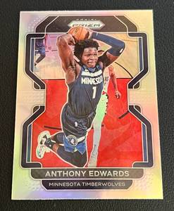 lot 42 image: Anthony Edwards Silver Prizm 2021-22 #37 Minnesota Timberwolves Basketball Card