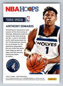 lot 1 image: Anthony Edwards RC 2020-21 Hoops Holo Foil Rookie Special #RS-1 Minnesota Timberwolves Basketball Card