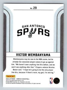 lot 9 image: Victor Wembanyama RC 2023-23 Donruss Franchise Features #29 Rookie Basketball Card