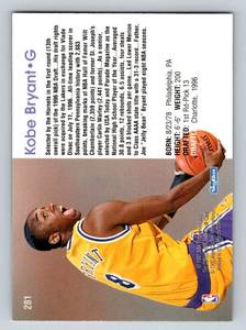 lot 10 image: Kobe Bryant RC 1996-97 NBA Hoops Skybox #281 Rookie Basketball Card