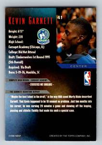 lot 44 image: Kevin Garnett RC 1996 Topps Gallery New Editions #41 Rookie Minnesota Timberwolves Basketball Card
