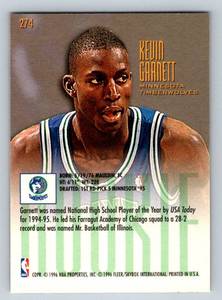 lot 52 image: Kevin Garnett RC 1995-96 Fleer Ultra #274 Rookie Minnesota Timberwolves Basketball Card