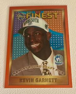 lot 13A image: Kevin Garnett RC Topps Finest 1996 #115 Rookie Minnesota Timberwolves Basketball Card