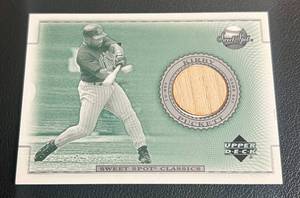 lot 4B image: Kirby Puckett Bat Relic 2002 Upper Deck Sweet Spot Classics #B-KP Minnesota Twins Baseball Card