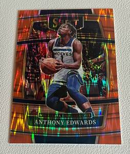 lot 20A image: Anthony Edwards RC Orange Prizm 2020-21 Select #49 Rookie Minnesota Timberwolves Basketball Card