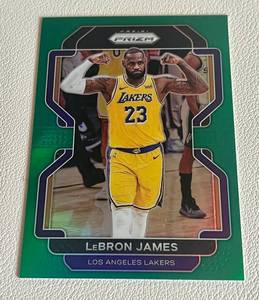 lot 22A image: LeBron James Green Prizm 2021-22 #91 Basketball Card
