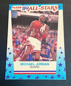 lot 23A image: Michael Jordan 1989 Fleer All-Stars Sticker #3 Basketball Card