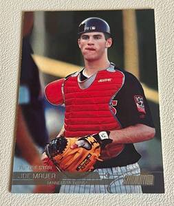 lot 29A image: Joe Mauer RC 2002 Topps Stadium Club Future Star #107 Rookie Minnesota Twins Baseball Card