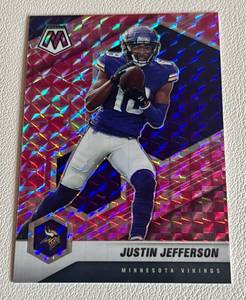 lot 33A image: Justin Jefferson 2021 Mosaic Pink Prizm #132 Minnesota Vikings Football Card