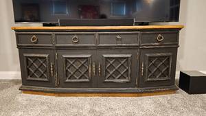 lot 4 image: Large Repurposed Shabby Chic Console with Slate Top
