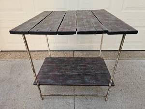 lot 28 image: Shabby Chic Industrial Style Two Tier Table