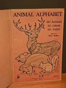 lot 40 image: LARGE 1935 Animal Alphabet Coloring Book by Merrill