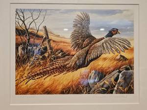 lot 47 image: 17 12 x 16 Theresa Marschel Signed 1982 Pheasant Print and Stamp Framed