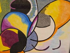 lot 64 image: Original Artwork by Hollywood Child Star Larry Volk 35) Fragments of Light in a Black Box Framed
