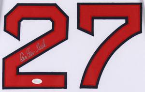 lot 68 image: Carlton Fisk Signed Red Sox 35x43 Custom Framed Jersey (JSA COA)