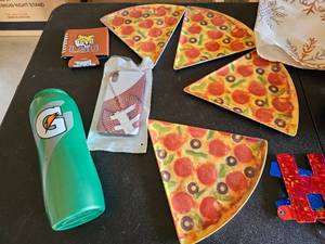 lot 80 image: Misc Group - Pizza Plates, WaterCoffee Cup, etc.