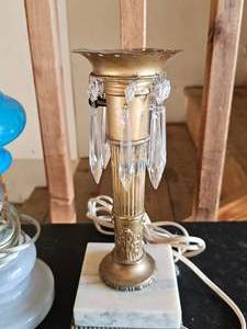 lot 91 image: (2) Vintage Lamps and a Vintage Boy Scouts Canteen