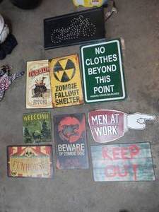 lot 95 image: 9 signs (1 is lighted and 8 are metal)