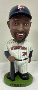 lot 111 image: Three Minnesota Twins Baseball Bobble Head Figurines including a Kirby Puckett Bobble Head