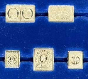 lot 113 image: The 100 Greatest Stamps of the World Sterling Silver Miniature Collection Stamps 23 of 100 Piece Lot