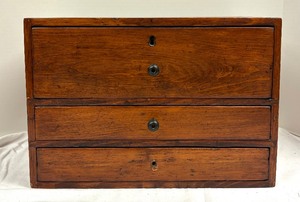 lot 136 image: Vintage Wooden Box with Drawers