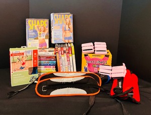 lot 171 image: Shaping up Fabulous Grouping of Fitness Videos, Bands, Kettlebell and More