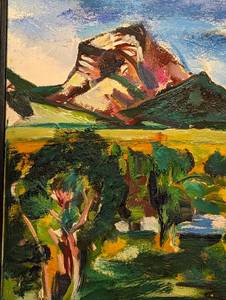 lot 7 image: Colorful Scenic Oil Painting by Mari Lyons