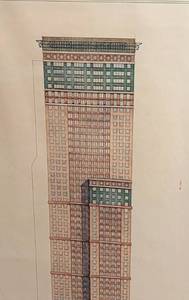 lot 63A image: Large Framed Carnegie Hall Tower Print by Cesar Pelli