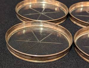 lot 66A image: Sterling Silver Rimmed Glass Coasters