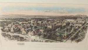 lot 75A image: Large Yale Birdseye View Print by Richard Rummell
