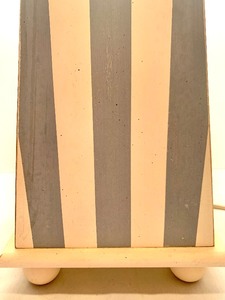 lot 96 image: Pretty Light Blue and White  Wood Base Lamp