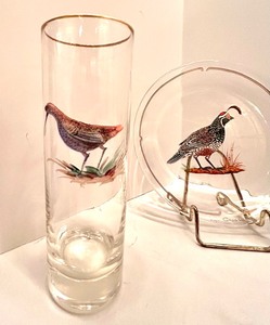 lot 85 image: Vintage Duck Bird Hunting High Ball Glass Tumblers and Plates