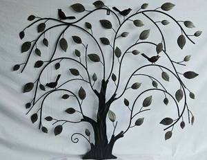 lot 8 image: Metal Tree with Birds Wall Sculpture 43 W x 37 H x .75 D
