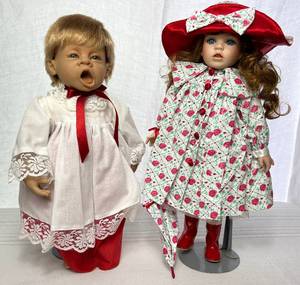 lot 14 image: Seymour Mann Connoisseur Collection Porcelain Doll Rita and Collectors Choir Boy Doll Made in Spain by Carmen Gonzalez