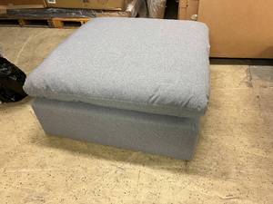Grey Linen Weave Fabric Ottoman with Down Feather Cushion
