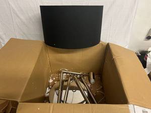 Black Metal Linen Floor Lamp