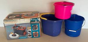 Misc. Mop Buckets Including Casebella Spin Cycle Mop Bucket (Barely Used)