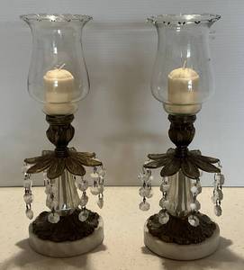 Vintage Lucite Candle Holders With Marble Base