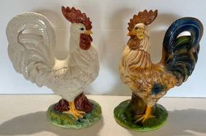 Two Large Ceramic Roosters
