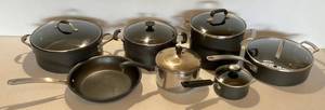 Misc. Calphalon, Faberware & Kirkland Pots & Pans With Lids