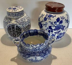 Misc. Blue & White Including Ginger Jars & More