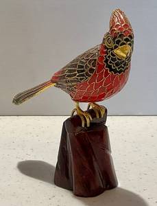 Vintage Miniature Cloisonne Cardinal