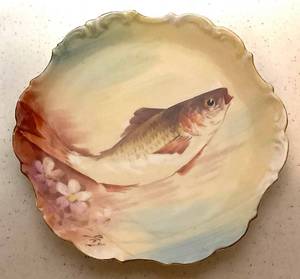 Antique Limoges Hand Painted Fish Plate
