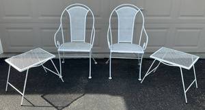 Vintage Metal Outdoor Chairs & Side Tables
