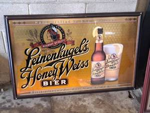 lot 54 image: Leinenkugels Honey Weiss Bier Advertisement Wall Mirror