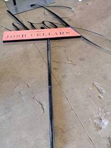 lot 73 image: Josh Cellars logo MetalWood 2-Sided Display Sign and Post