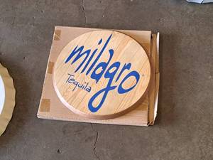 lot 79 image: Milagro Tequila logo Wooden Wall Sign 18