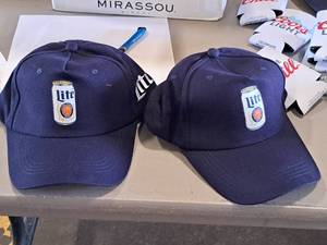 lot 137 image: Lot of (2) Miller Lite logo Baseball Caps